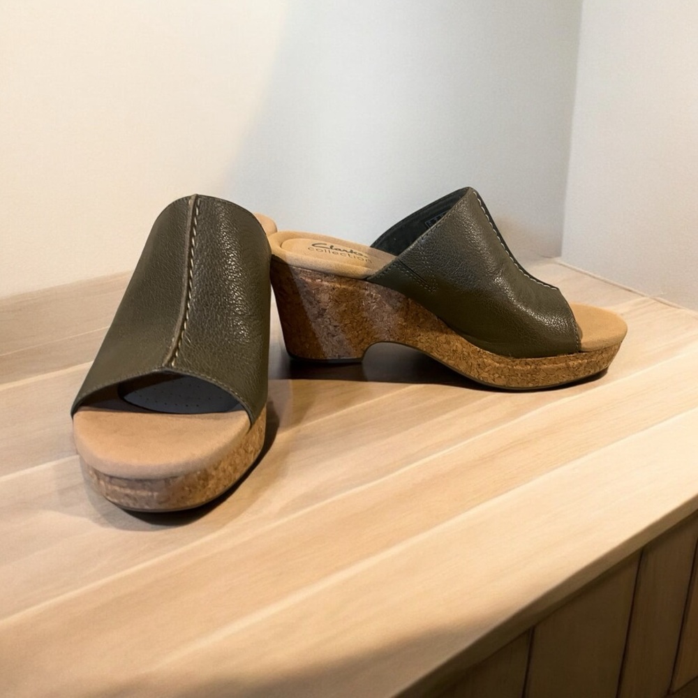 Clark’s Size 6 NIB Giselle Orchid in Olive Green Leather